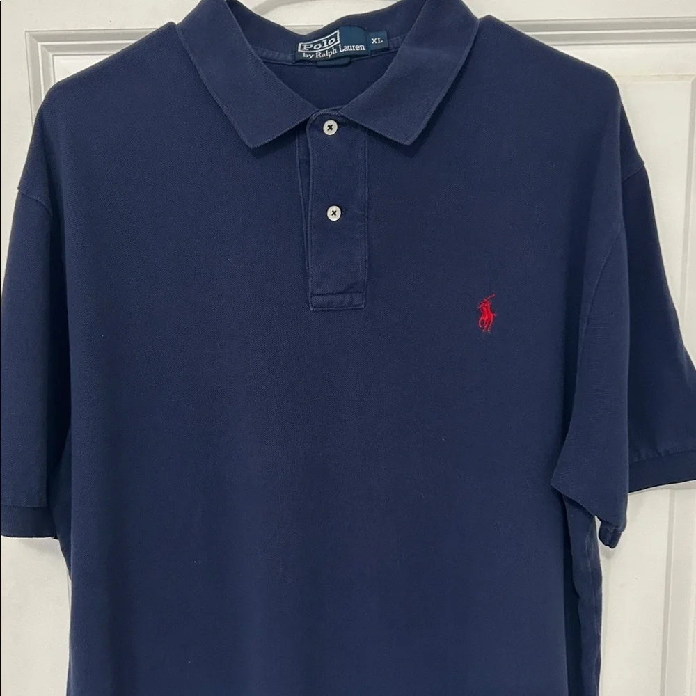 Ralph Lauren Men's Polo Shirt size XL navy blue short sleeve cotton red pony